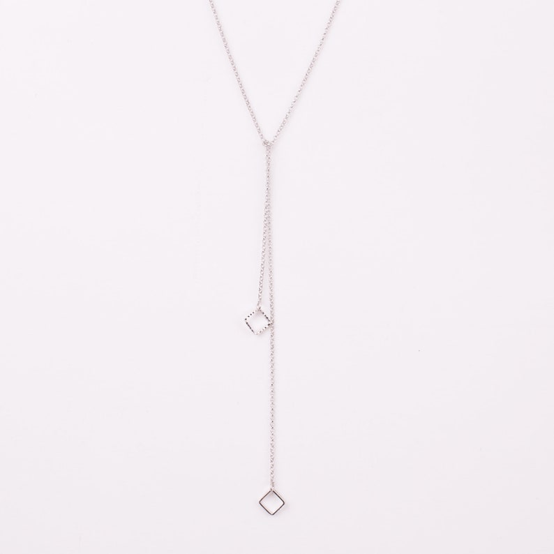 Cube Tie long necklace, fine mesh chain, high quality plating image 5