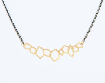 Laser Cut Graphic Geometric Pendant Short Crystal Necklace