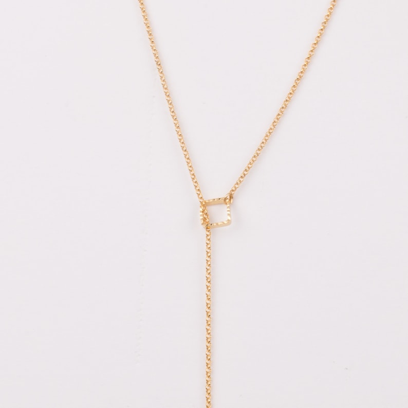 Cube Tie long necklace, fine mesh chain, high quality plating image 3