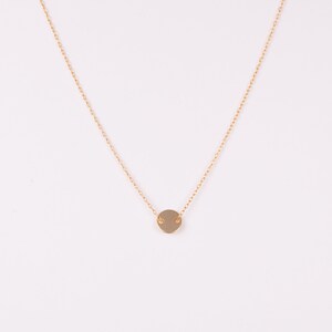 Collier Tiny Circle Ras de Cou Pendentif Disque Or Minimaliste avec Très Fine Chaîne Maille Dorée image 3