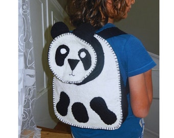 Cute PANDA BEAR Backpack For Toddlers | Wool Animal Backpack For Preschool Kids | Nursery School Bag Toddler Girl And Boy For Birthday Gift