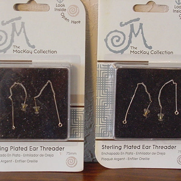 Destash Beads 2 pairs of Sterling plated Ear Threader Earrings The MacKay Collection nickel free threader earrings Destash earring wires