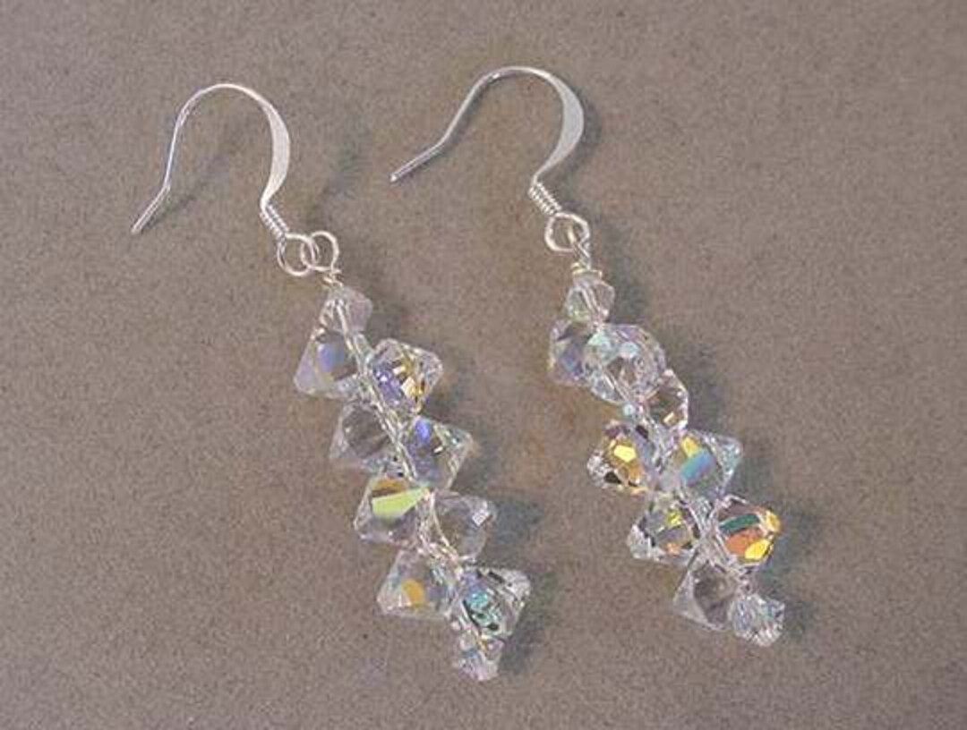 Cluster Crystal Earrings Crystal AB Made With Swarovski Etsy