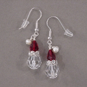 Crystal Santa EARRINGS Made with Swarovski crystals Christmas Jewelry Santa Claus Earrings Choice silver or gold