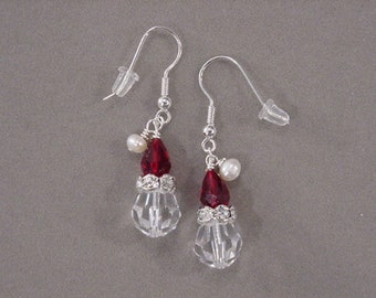 Crystal Santa EARRINGS Made with Swarovski crystals Christmas Jewelry Santa Claus Earrings Choice silver or gold