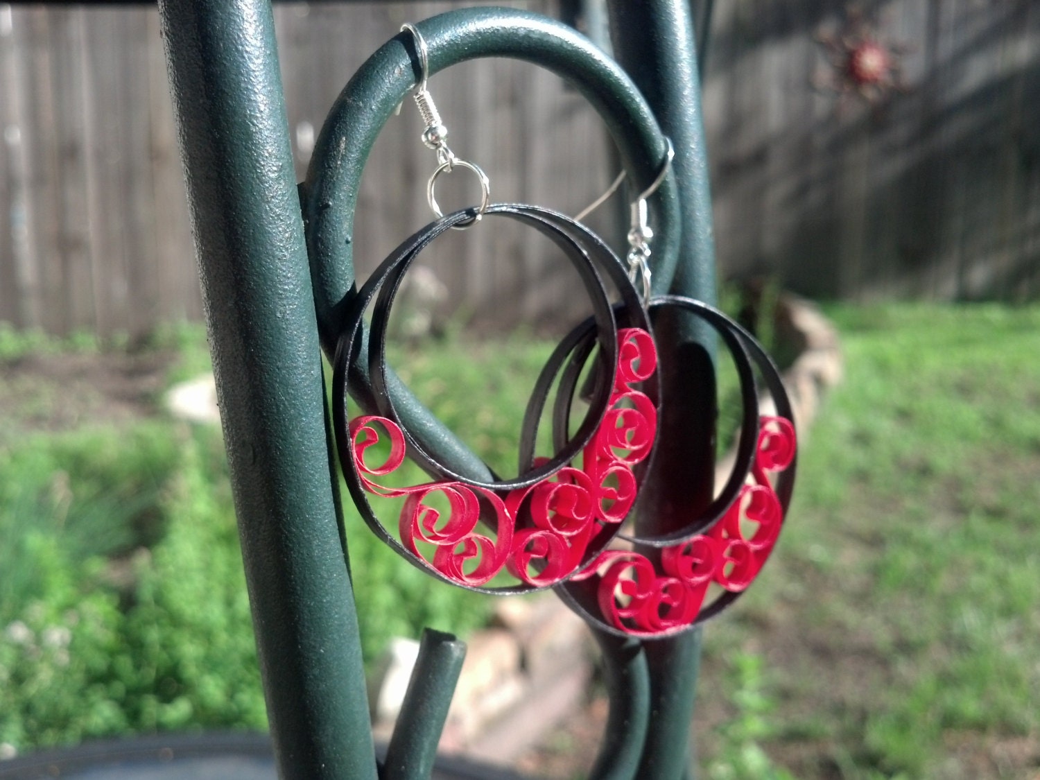 Paper Quilled Red Hoop Earrings paper quilled jewelry paper Etsy