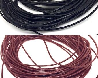 1 m leather cord, 1 mm, brown / black