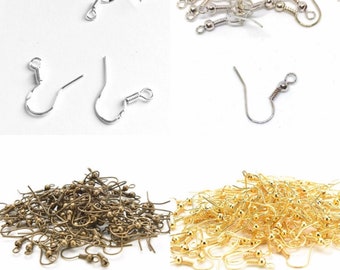 20 earhooks, earrings, fish hooks, silver gold bronze 925