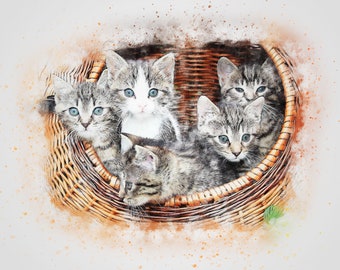 Iron-on Cats in Basket