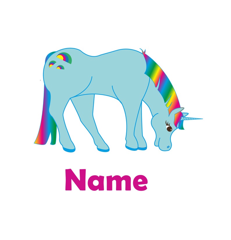 Hotfix/Iron on Unicorn No 3 with your desired name image 1