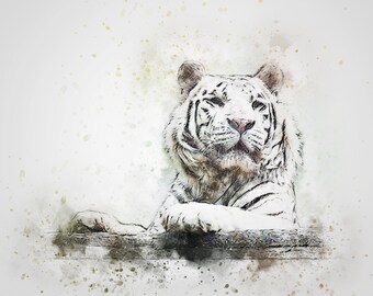 Bügelbild Weißer Tiger Applikation Patch Aufbügler