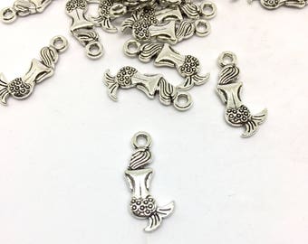 10 Mermaid Charms, 17 x 8 mm