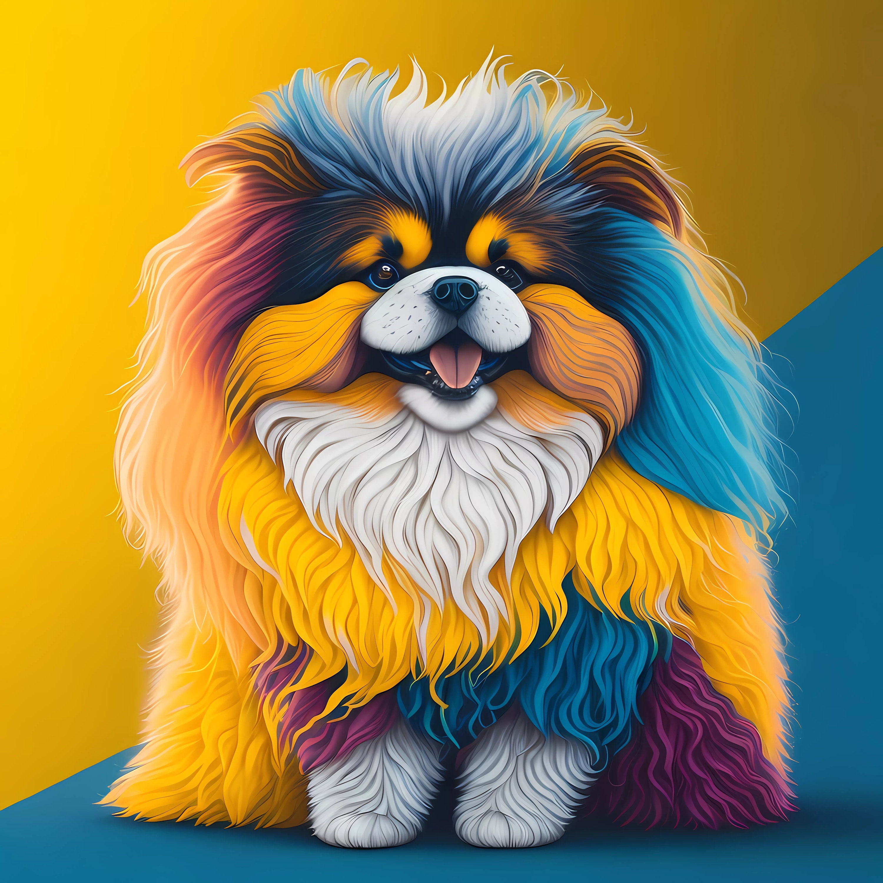 Bunter Hund in abstraktem Gemälde zur Autodekoration PNG online
