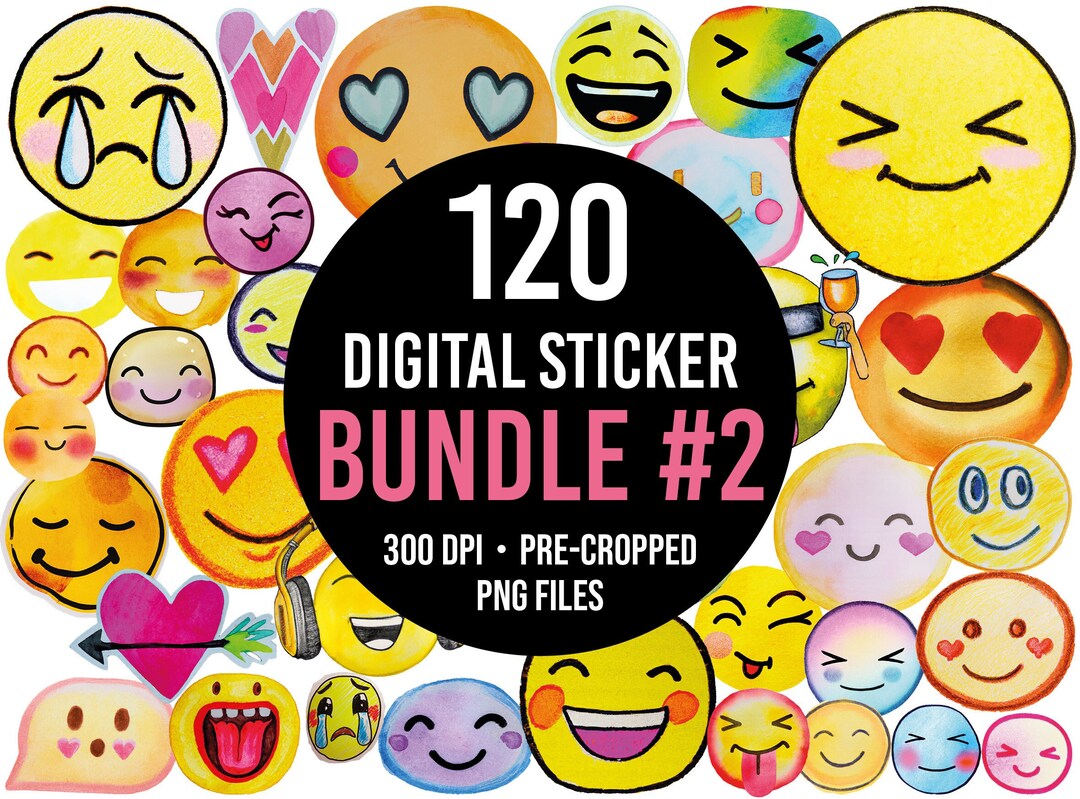 120 Emojis Stickers PNG Files Goodnotes Precropped Digital Download