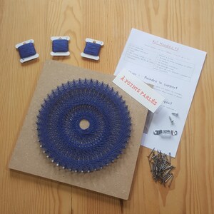 Mandala string art, chakra third eye AJNA, Zen yoga creative kit, DARK BLUE, textile board, diy kit, gift christmas teen adult