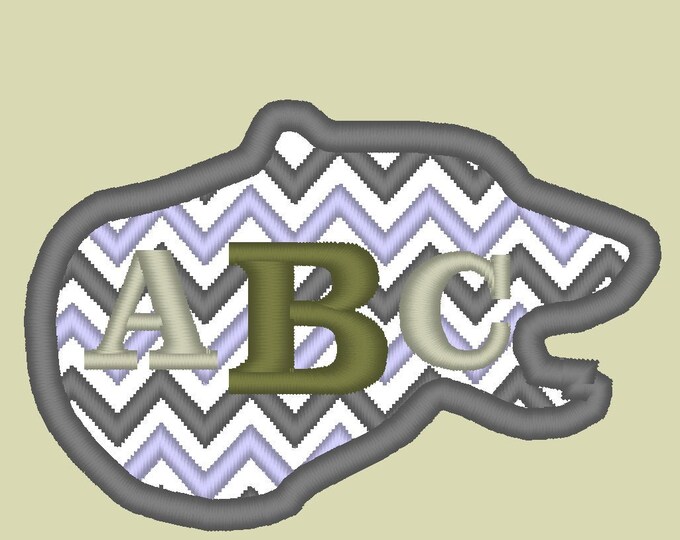 Bear Head Chevron monogram BX also ALL other formats (.pes .hus .dst .vp3 .vip .xxx .exp .jef) - applique monogram machine embroidery design