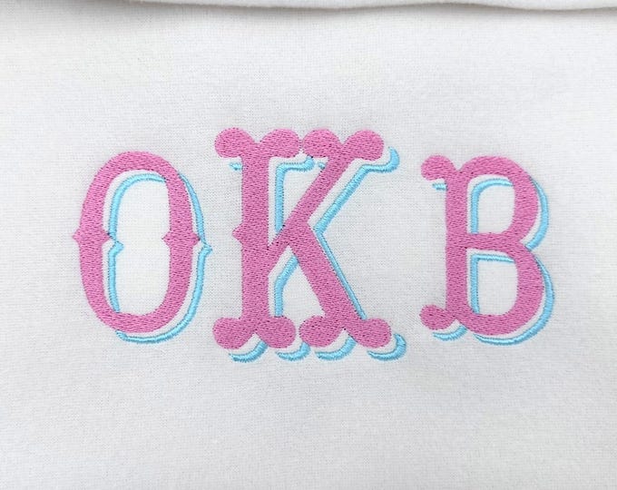 Cowboy western boy Monogram Drop Shadow font duo Font Machine Embroidery Designs Alphabet Letters Fill Stitch BX and other formats