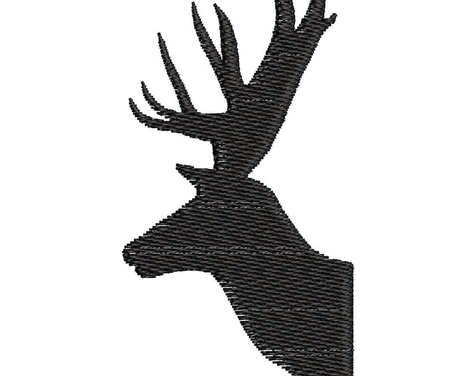 Deer head antlers Silhouette fill stitch Deer outline machine embroidery designs mini sizes for hoop 4x4 wild animal design