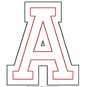 Double layer applique Font bean stitch outline Mini Sport Collegiate varsity Block Font machine embroidery designs open edge applique, BX