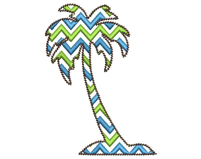 Palm Tree summer beach design Chevron patterned machine embroidery  designs perfect for towel pillow sea clothing and monogramming