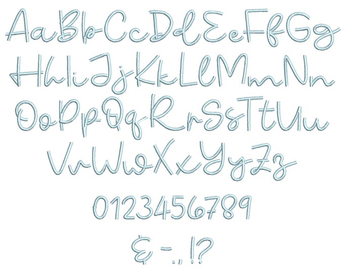 Modern script handwritten wedding script Font alphabet monogram satin stitch machine embroidery designs many sizes 0.7 up to 3.7 inches BX