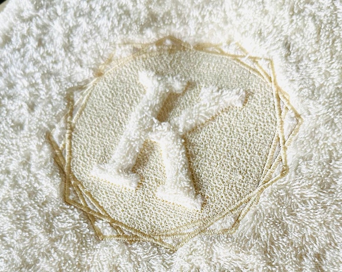 Small Embossed Monogram A-Z terry towel machine embroidery designs in assorted sizes personalized gift idea housewarming wedding home family