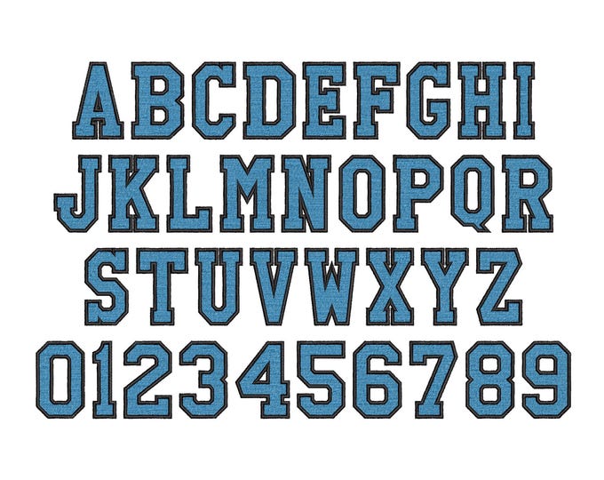 High school varsity collegiate block mini FONT fill stitch machine embroidery designs sizes 0.5 up to 4 inch sport alphabet monogram BX