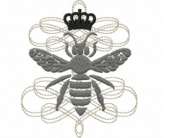 Chic French style classy Queen Bee machine embroidery designs fill stitch Queen Bee with crown, assorted sizes INSTANT DOWNLOAD earth world