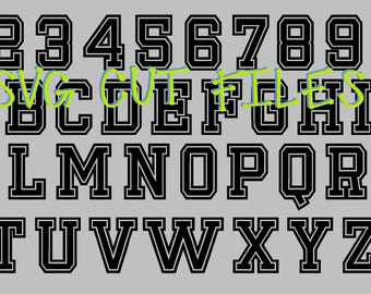 2 colors outline 2 layers Collegiate Athletic Varsity sport school appliqué font cut file SVG