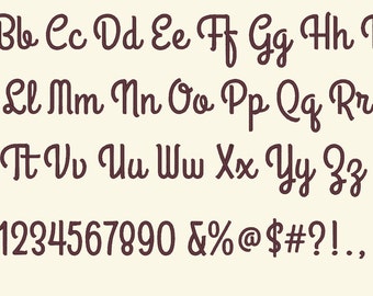 Cursive Font machine embroidery designs sizes 1/2 "2/3 "3/4 "1 "1 1/3 " 1 1/2 alphabet (.BX .pes .hus .dst .vp3 .vip .xxx .exp .jef)