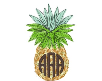 Pineapple awesome garden flag summer monogram pineapple font frame BX and .pes .hus .dst .vp3 .vip .xxx .exp . jef embroidery design