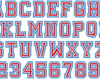 MINI Double outline Athletic Sport High School Team Players embroidery alphabet Varsity Collegiate Collegiate block Font embroidery applique