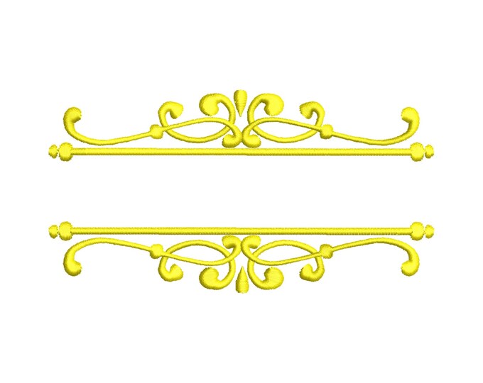 Calligraphy Split Border and single design Monogram name Frame Border curl damask machine embroidery designs wedding sign gift idea