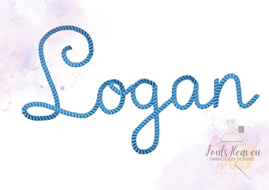 Logan Modern Rope Stitch Nautical Script Hand Written Cursive Font Alphabet Machine Embroidery