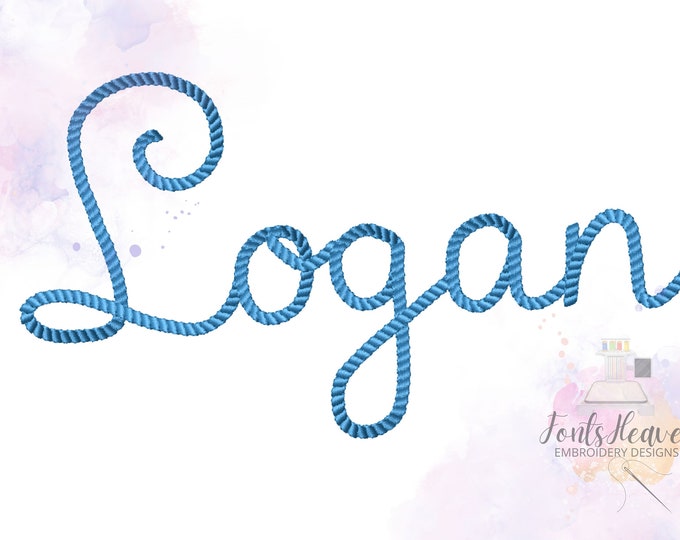 Logan Modern rope stitch nautical script hand written cursive Font alphabet machine embroidery designs 1.7 thru 3.7 inches monogram name BX
