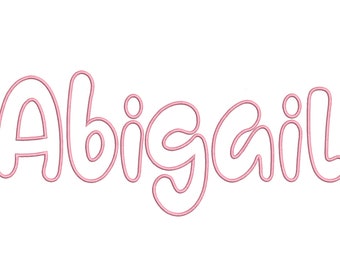 Retro Abigail handwritten cursive Font applique alphabet machine embroidery designs assorted sizes from 1.6 thru 5.9 inches monogram name BX