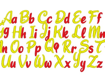 Motif de broderie machine monogramme police manuscrite style cursif, plusieurs mini tailles et formats de broderie BX inclus