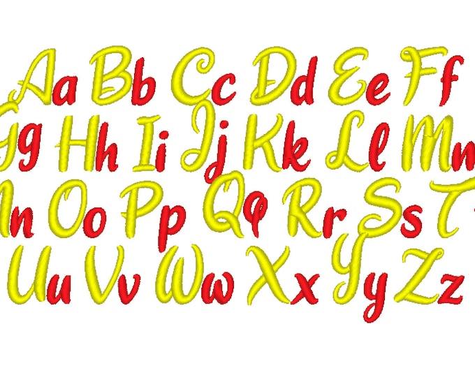 Monogram satin stitch Font handwritten cursive style machine embroidery design multiple mini sizes and embroidery formats BX included