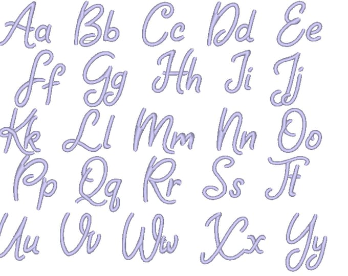 Cute curl curly kids cursive MINI Font alphabet machine embroidery designs 0.5, 1, 1.5, 1.7, 2 inches, handwritten font ABC monogram BX incl