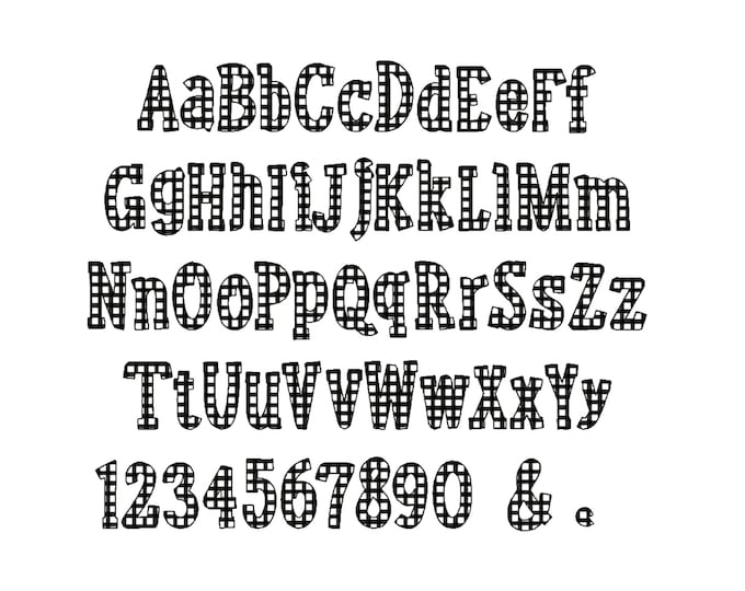 Baby gingham Font checks checkered plaid monogram alphabet machine embroidery designs BX in sizes from 1" up to 3" light stitch embroidery