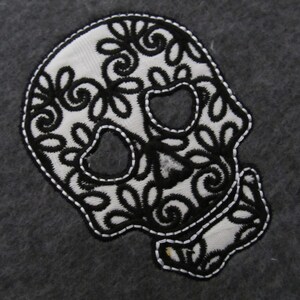 Skull applique embroidery designs set 3 types assorted sizes, halloween skull applique tribal line simple applique