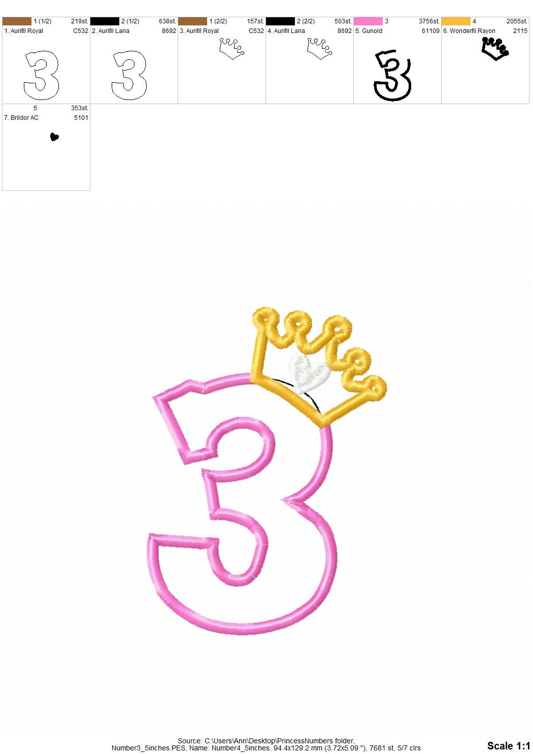 Princesa corona Cumpleaños Número 3 TRES Camiseta onesie babero niños traje  de fiesta Apliques máquina bordado diseños 3 meses años niña -  México