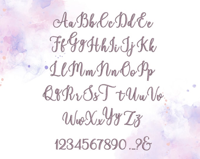 Modern script handwritten cursive Font alphabet letters machine embroidery designs 0.8" thru 3.2" inches, kids name monogram personalize, BX