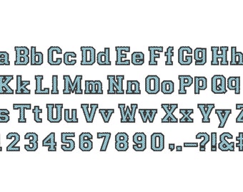 Sport Collegiate Block mini Font machine embroidery designs many sizes and embroidery formats fill stitch Athletic alphabet monogram