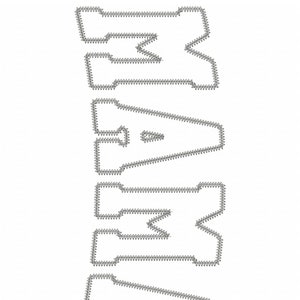 May include: A diamond painting design of the word "MAMA" in a bold, blocky font. The design is outlined in black and is ready to be filled in with colorful diamonds.