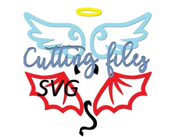Alas de diablo y ángel SVG carro de archivos de corte para descarga instantánea - Cut File Digital Vinyl Calcomanía SVG PNG