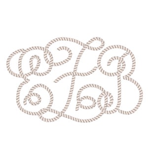 Rope Satin Stitch Font Alphabet Monogram Curl Letters Machine