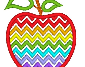 Teacher rainbow apple Chevron monogram BX also ALL other (.pes .hus .dst .vp3 .vip .xxx .exp . jef)  - embroidery monogram embroidery design