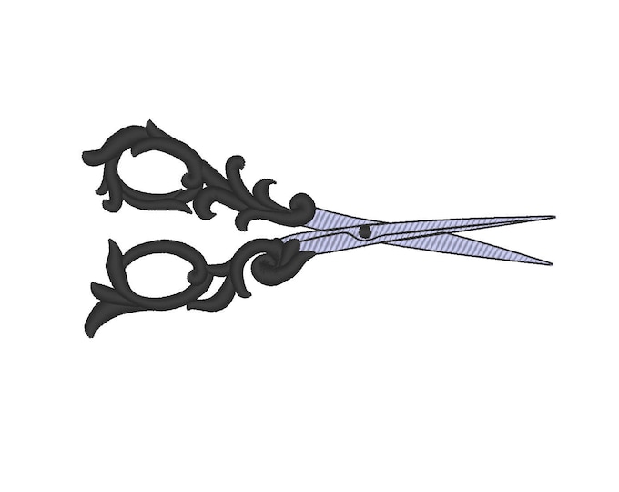 Hairdresser, hairstylist scissors machine embroidery designs assorted sizes and formats VP3, VIP, hus, jef and other handmade craft tool