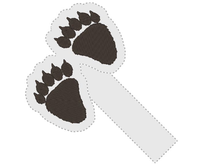 Bear paw prints key fob snap tab keychain in the hoop ITH machine embroidery designs instant download for hoop 4x4 animal paw silhouette
